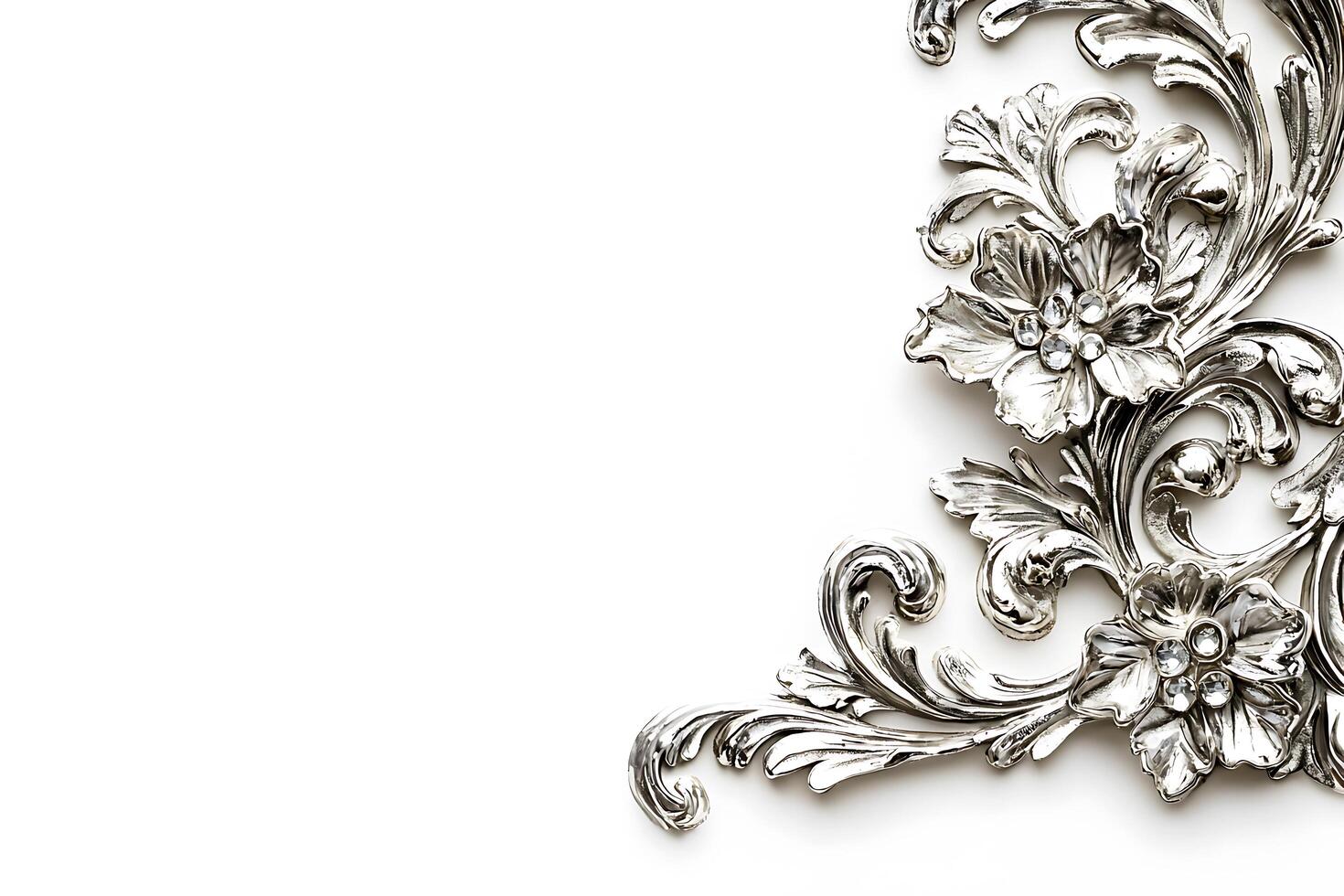 Ornate Silver Floral Design Element Elegant Flourish for Decorative Projects. photo