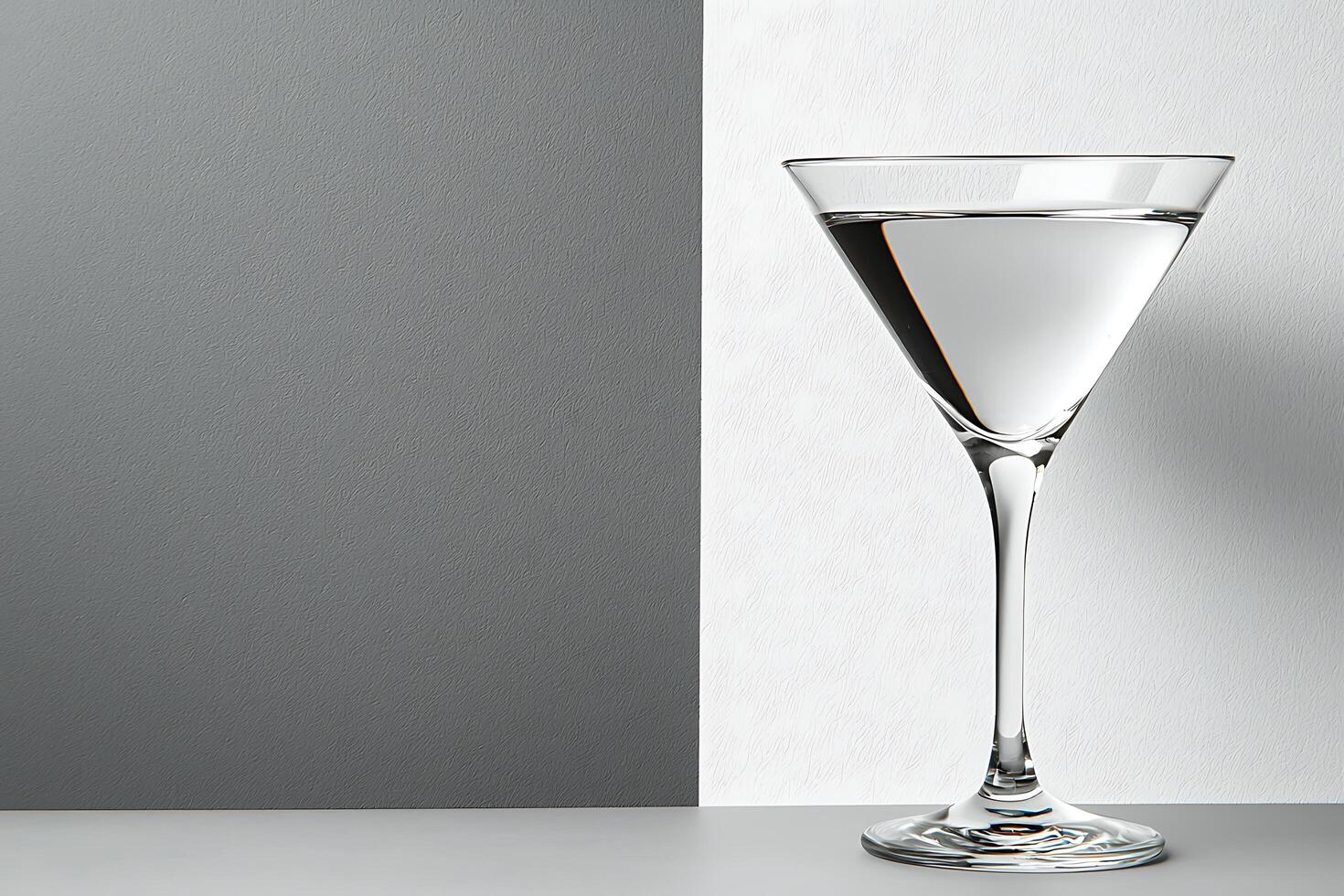 Martini Glass on Gray and White Background Clean Minimalist Still Life. photo