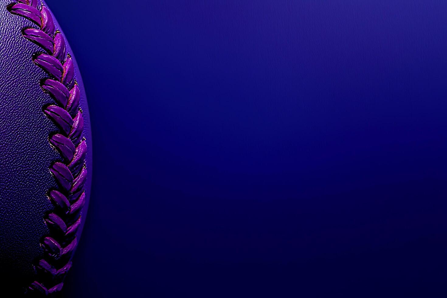 Close-up of a Purple Leather Baseball with Copy Space. A striking image perfect for sports, gaming, or design projects. photo