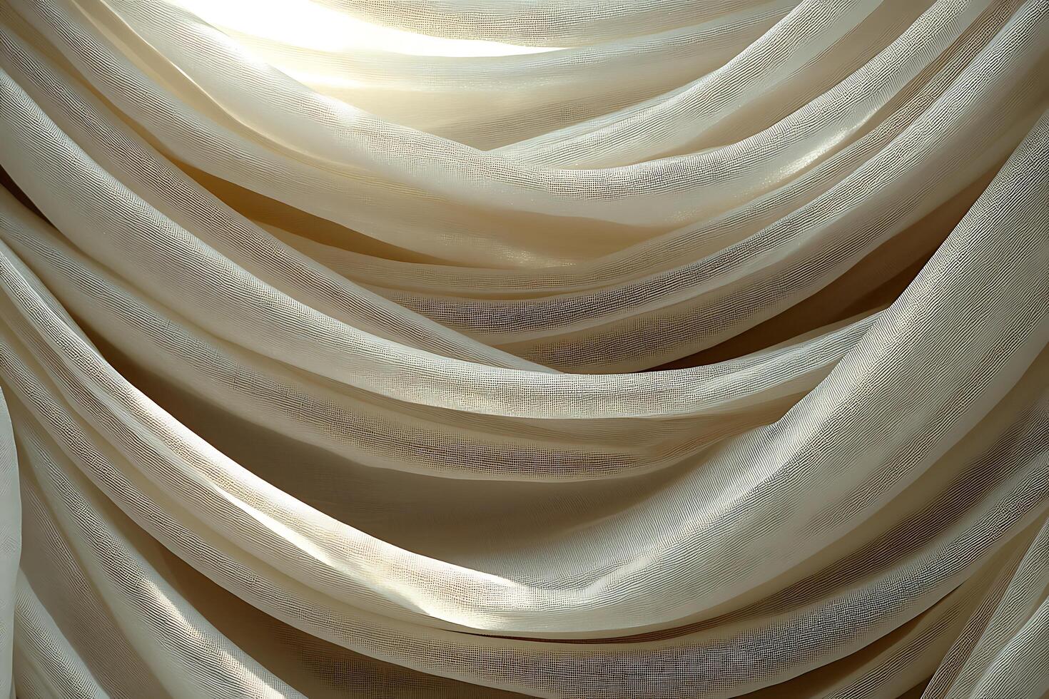 Elegant Draped Fabric Soft Beige Textile Texture with Light and Shadow. photo