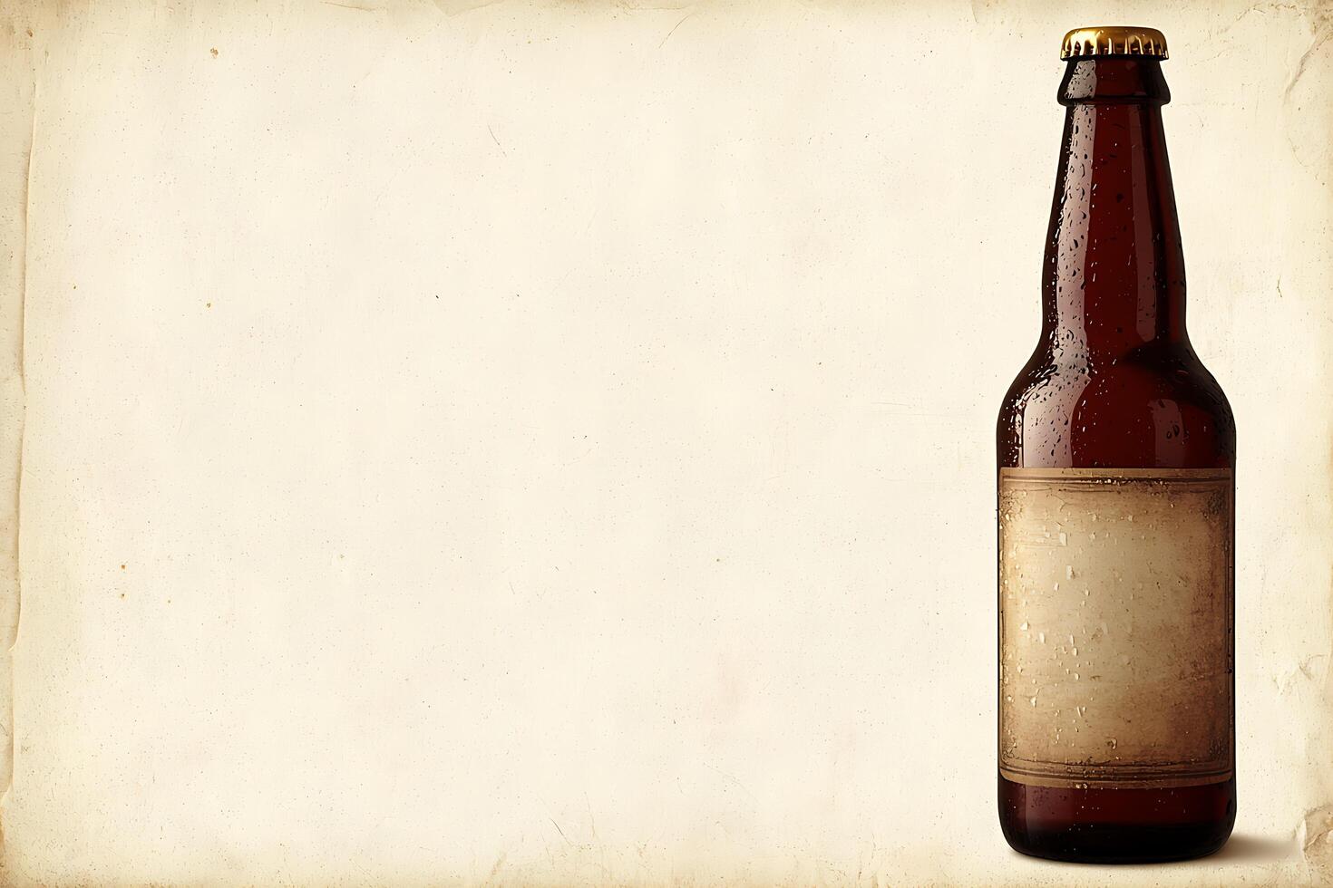 Amber Beer Bottle with Blank Label on Grunge Background Perfect for Craft Brewery Designs. photo
