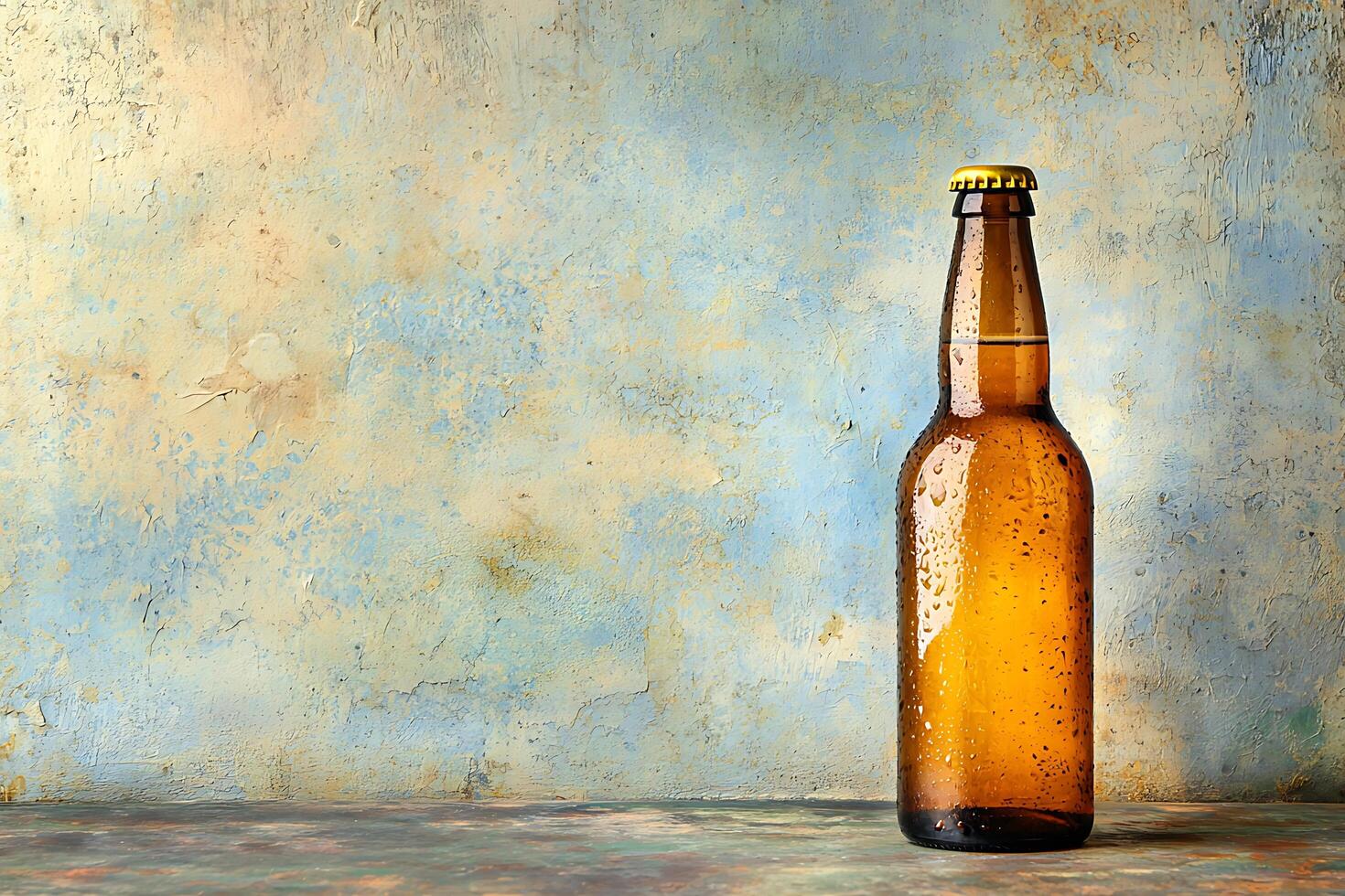 Cold Beer Bottle on Rustic Background A Refreshing Drink Image. photo