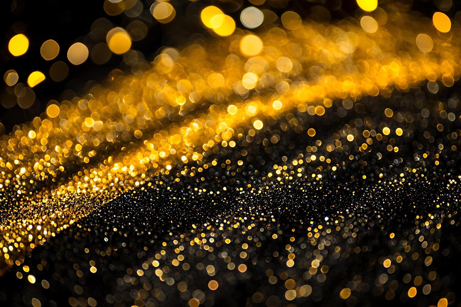 Abstract Gold and Black Glitter Background Shimmering Lights and Sparkling Texture. photo