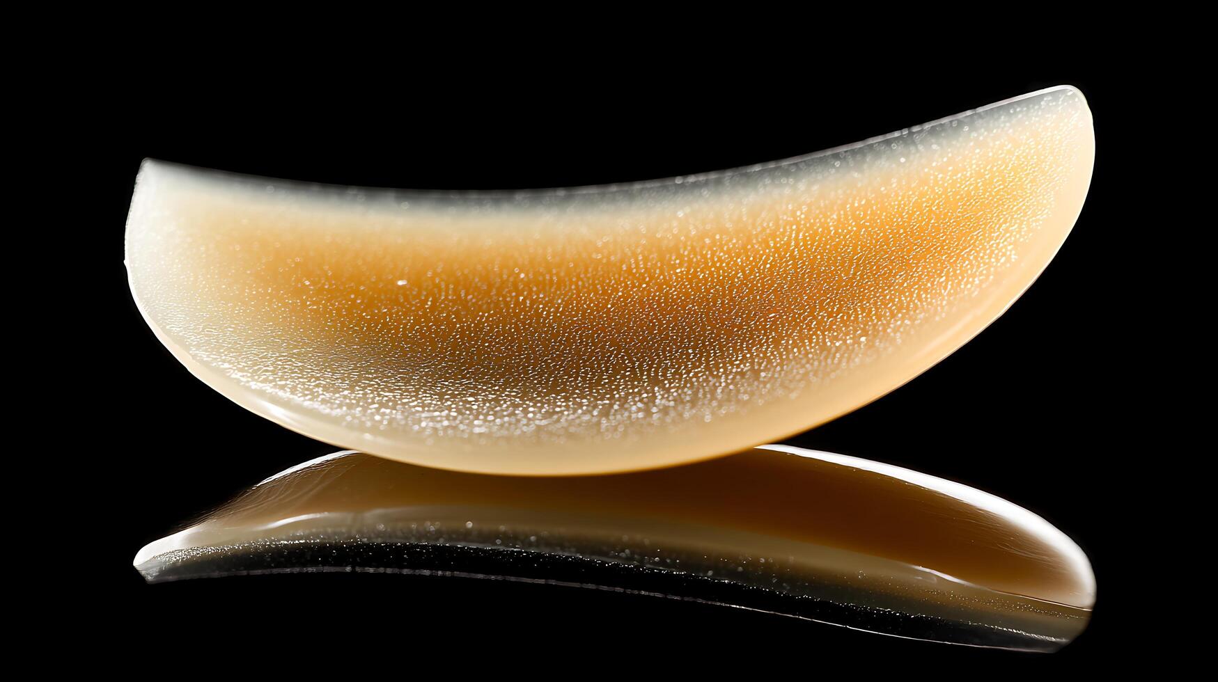 A Close Look at a Textured Gel Slice on a Reflective Surface. photo