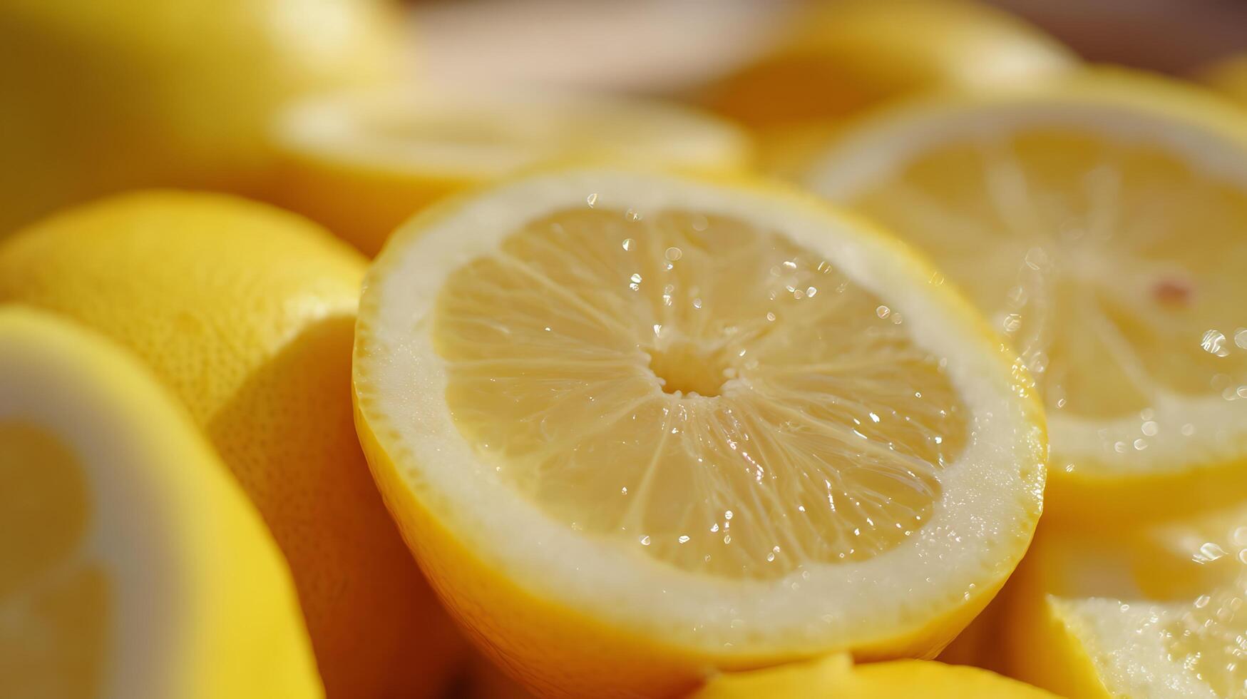Close Up Of Fresh Juicy Lemon Slices Glowing In Sunlight. 68149679 Stock Photo at Vecteezy