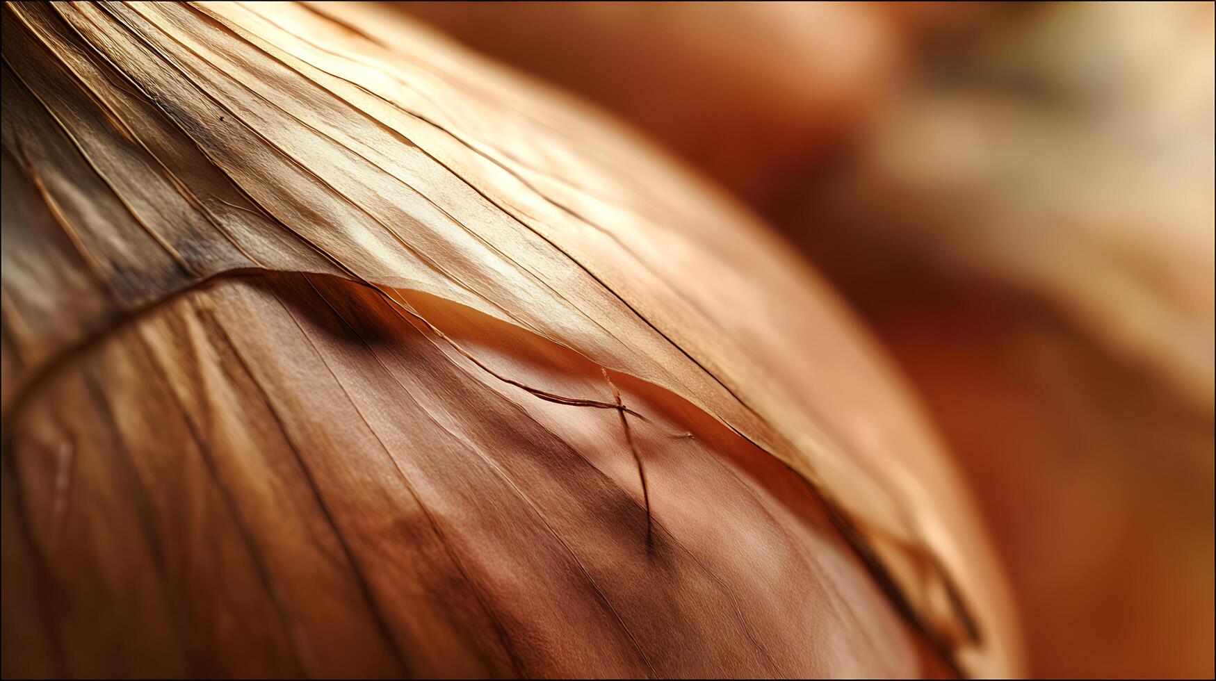 Close up texture of dry onion skin showing light and shadow. photo
