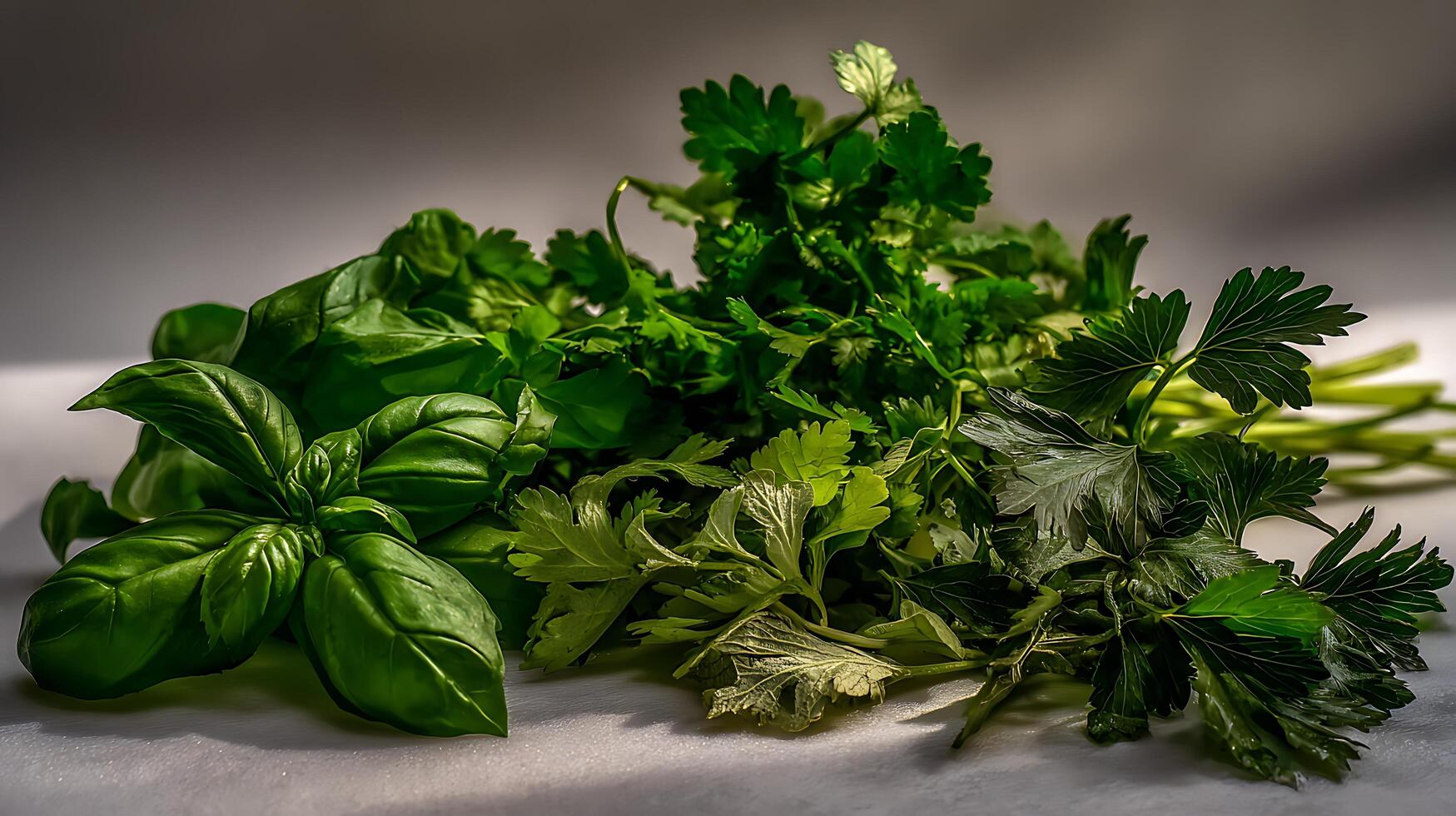 Fresh Green Herbs For Healthy Cooking And Flavorful Meals. photo