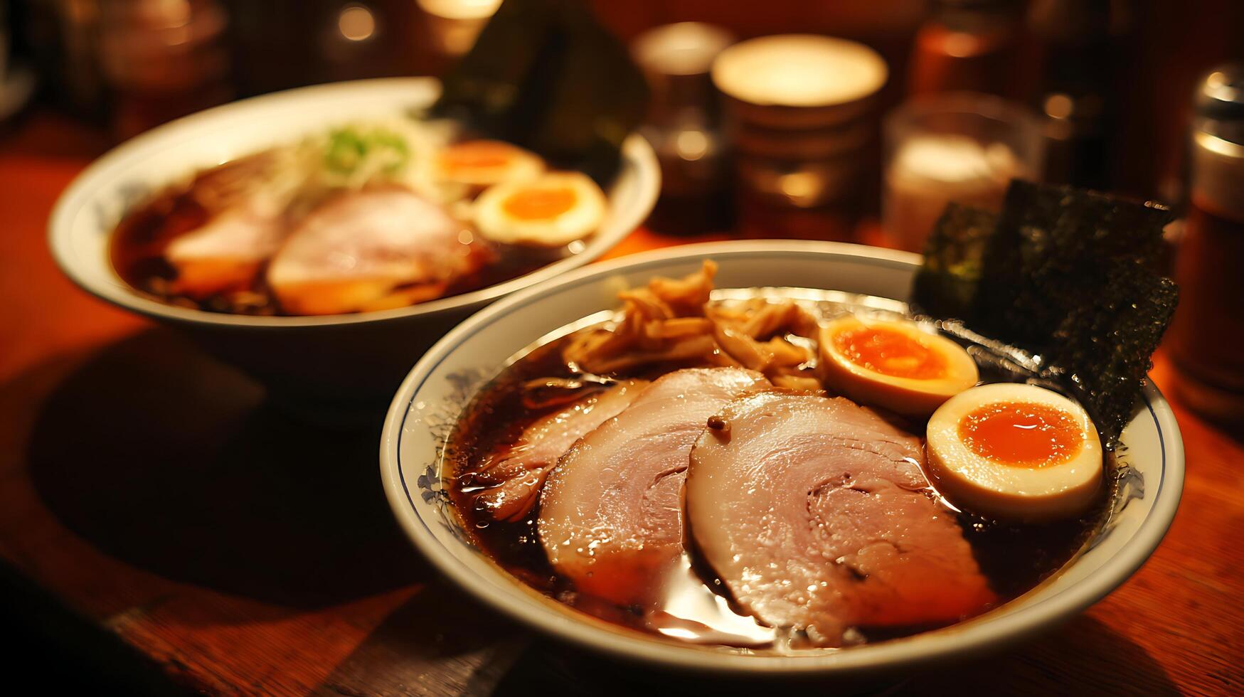 Savory Ramen Bowls with Tender Pork and Perfect Eggs photo