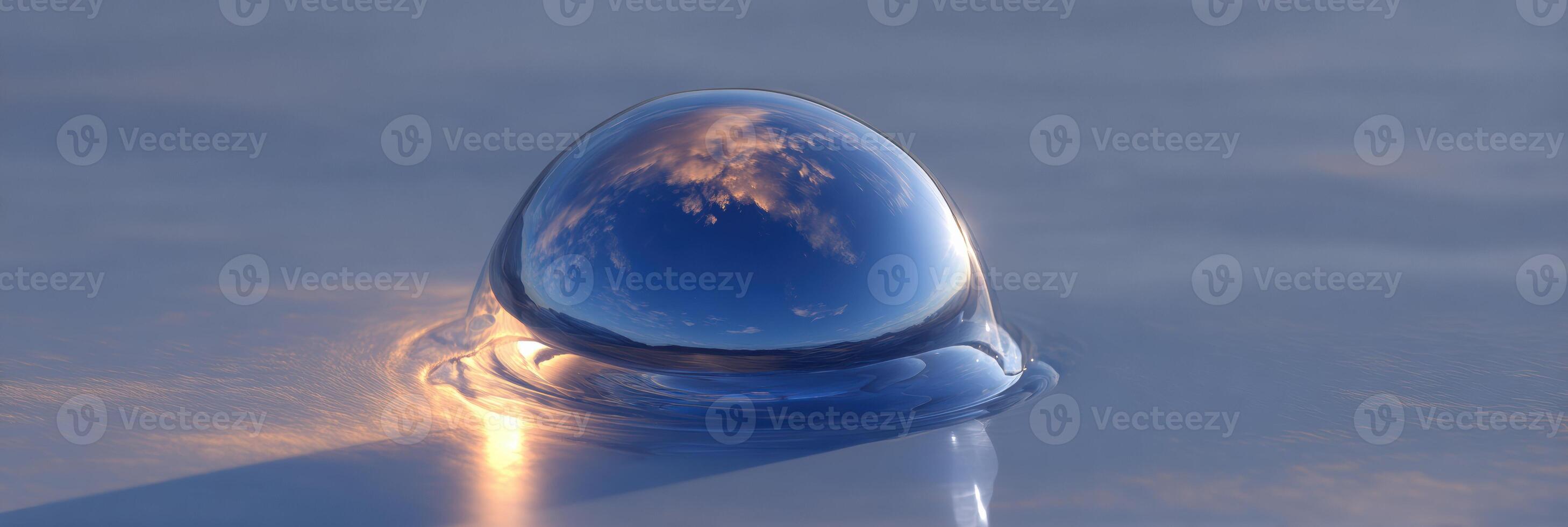 Reflections on an Asymmetric Blob in Tranquil Water Under Soft Natural Light photo