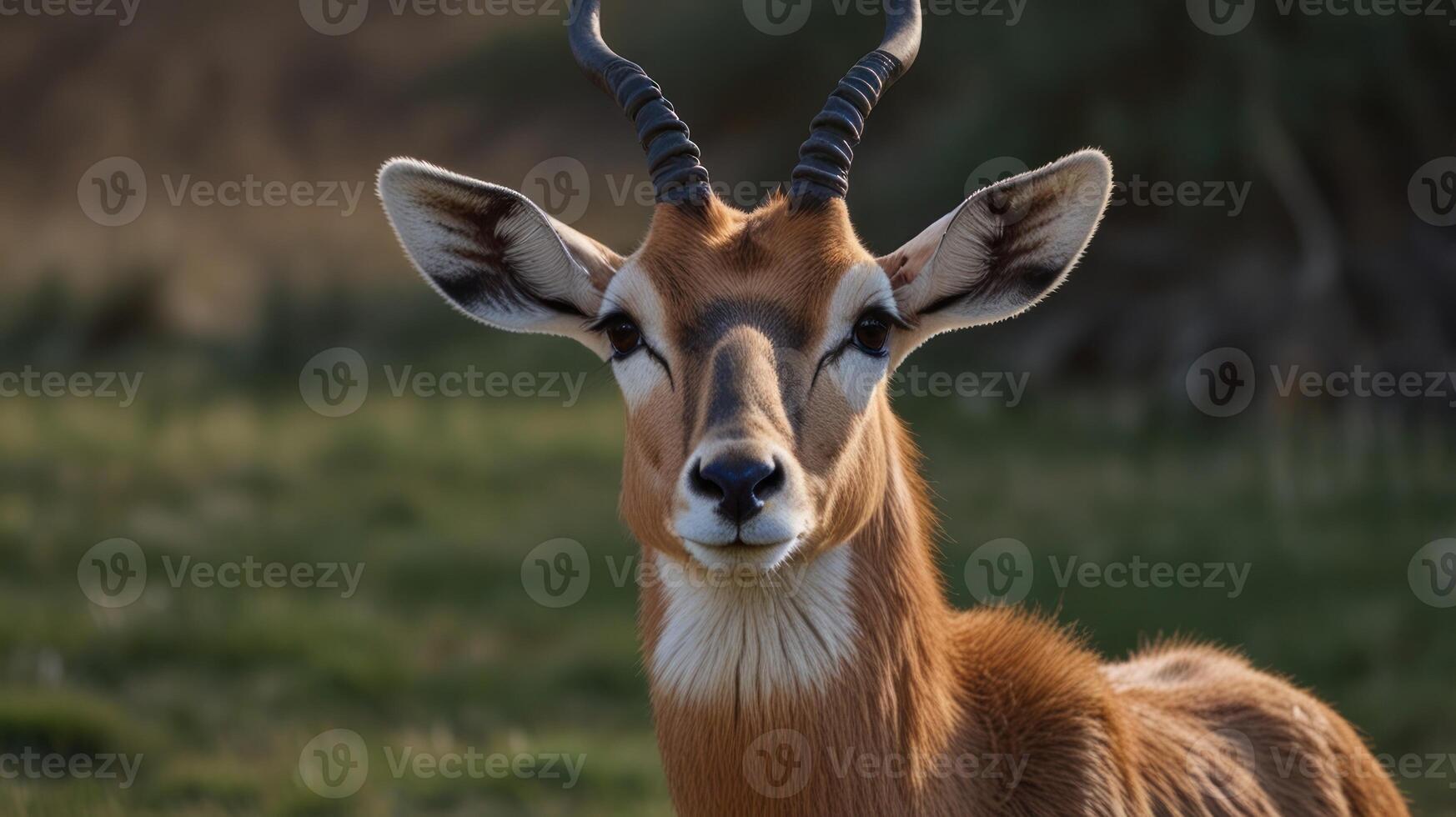 Close-up of a deer in a grassy field photo