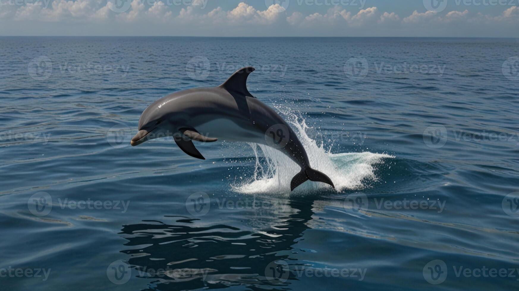 Dolphin leaping in the ocean photo