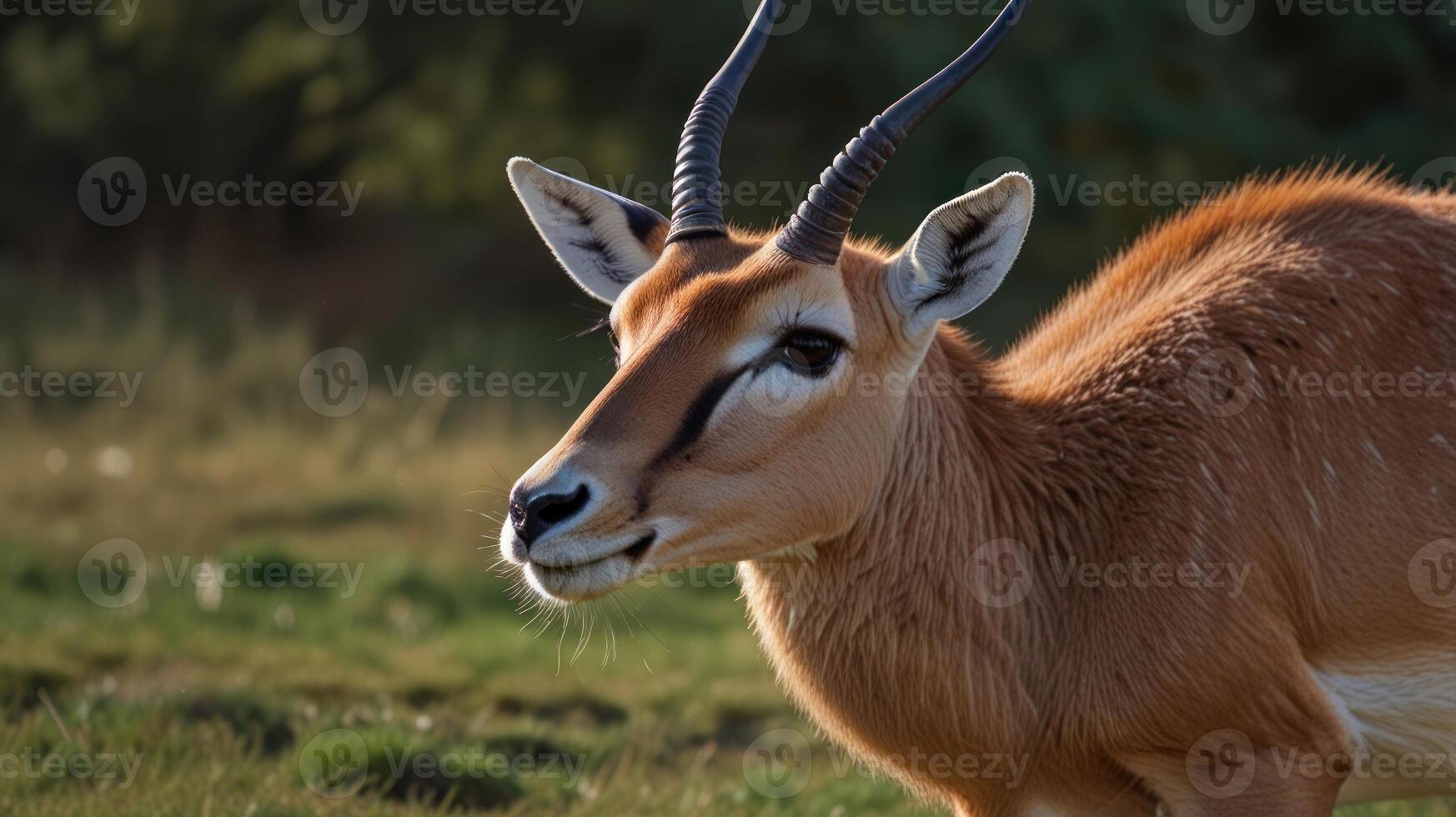 A close up of a gazelle with long horns photo