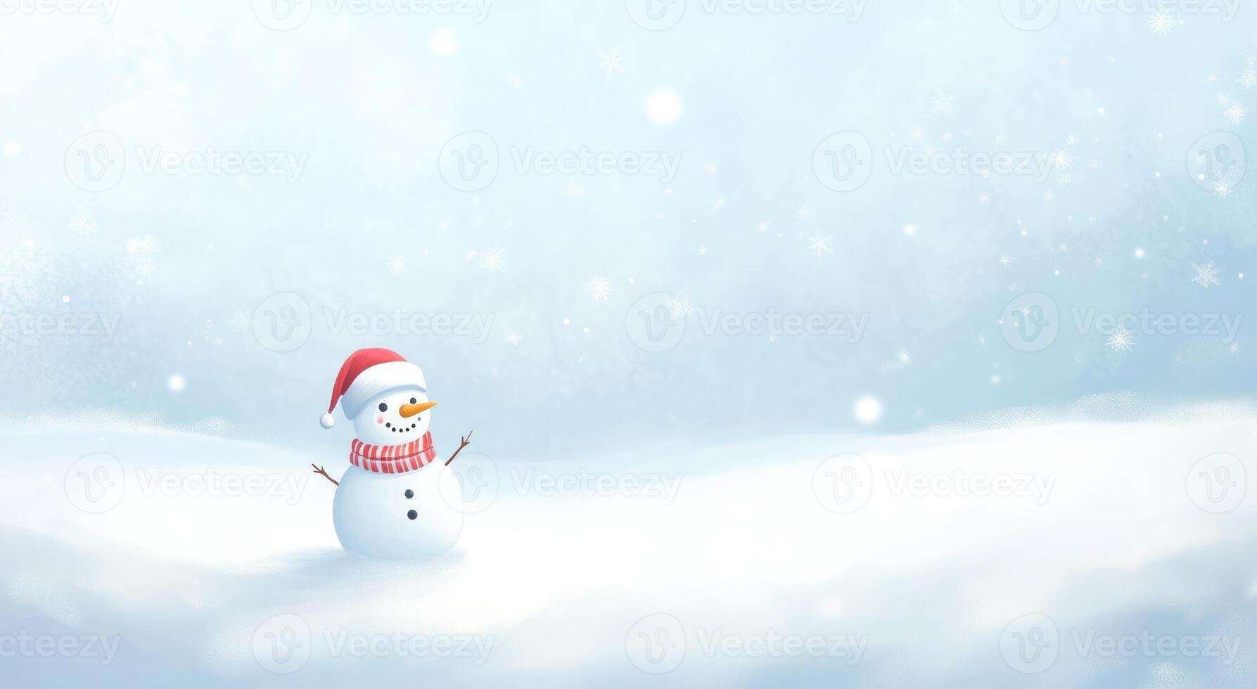 Festive snowman in a snowy landscape photo