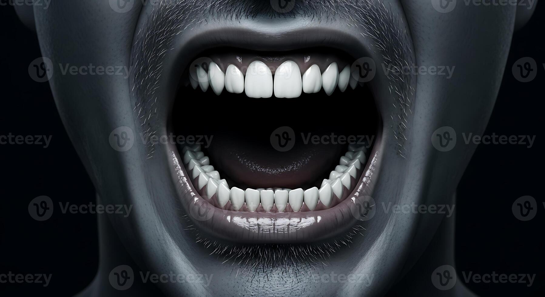 A man with his mouth open and teeth showing photo