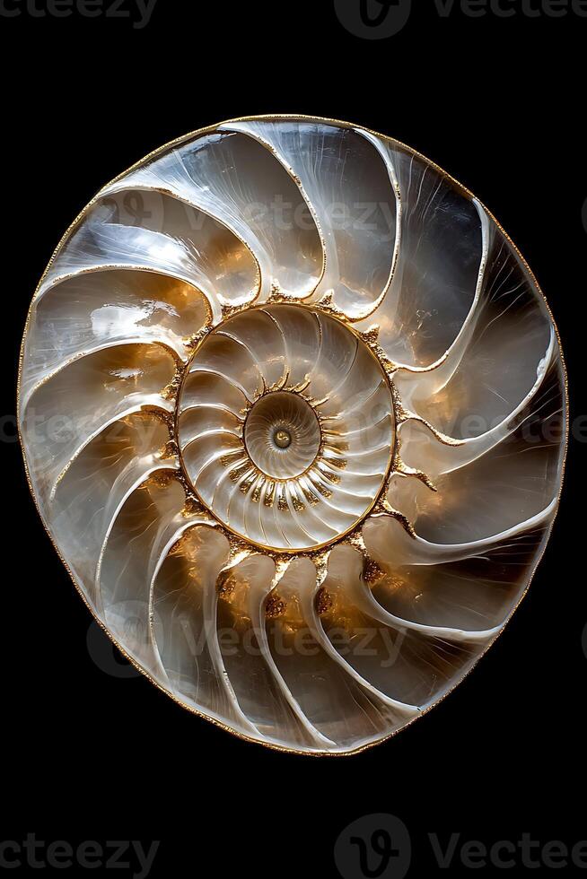 A shell with a spiral pattern on it photo