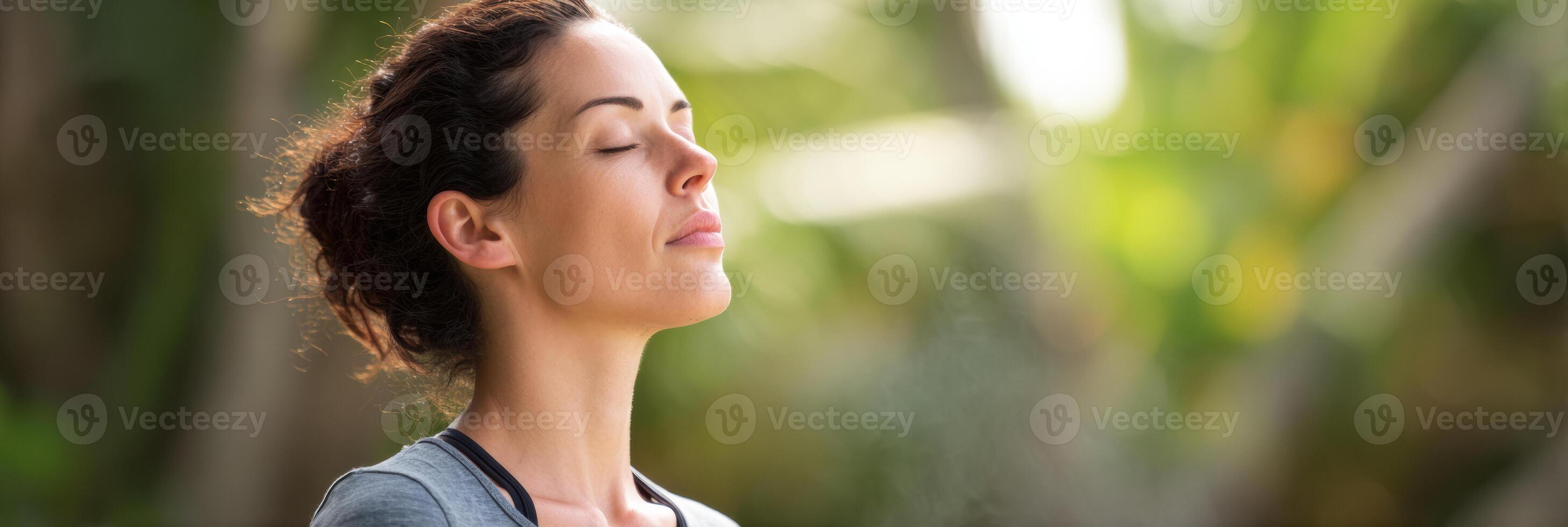 Effective Breathing Techniques for Stress Relief in a Serene Outdoor Setting photo