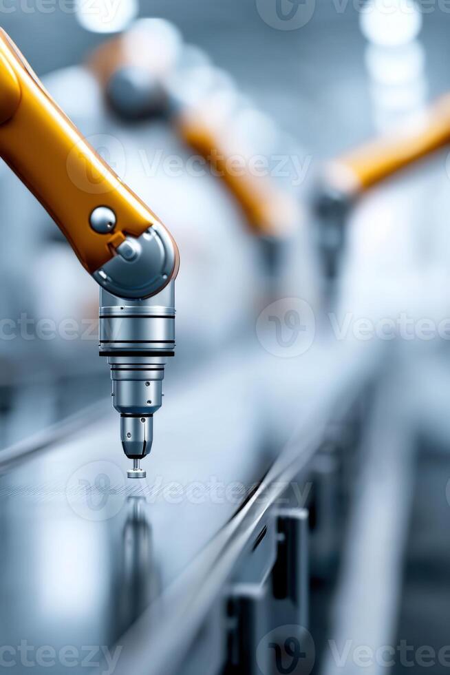 Lively depiction of robot assembly lines working efficiently in a modern production facility photo