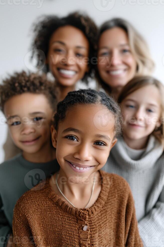 Group of diverse families fostering self-worth in children through interactive activities and supportive environment photo