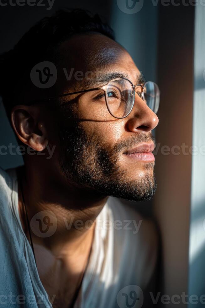 Innovative filmmaker explores new cinematic techniques while seeking inspiration at home in the afternoon light photo