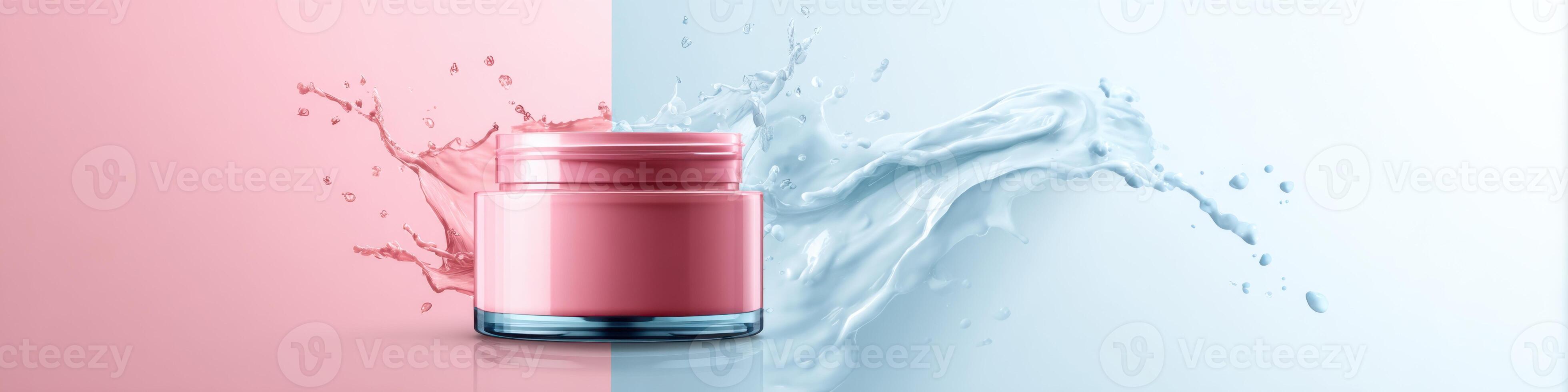 Colorful anti-cellulite cream mockup with splash effects for effective advertising photo