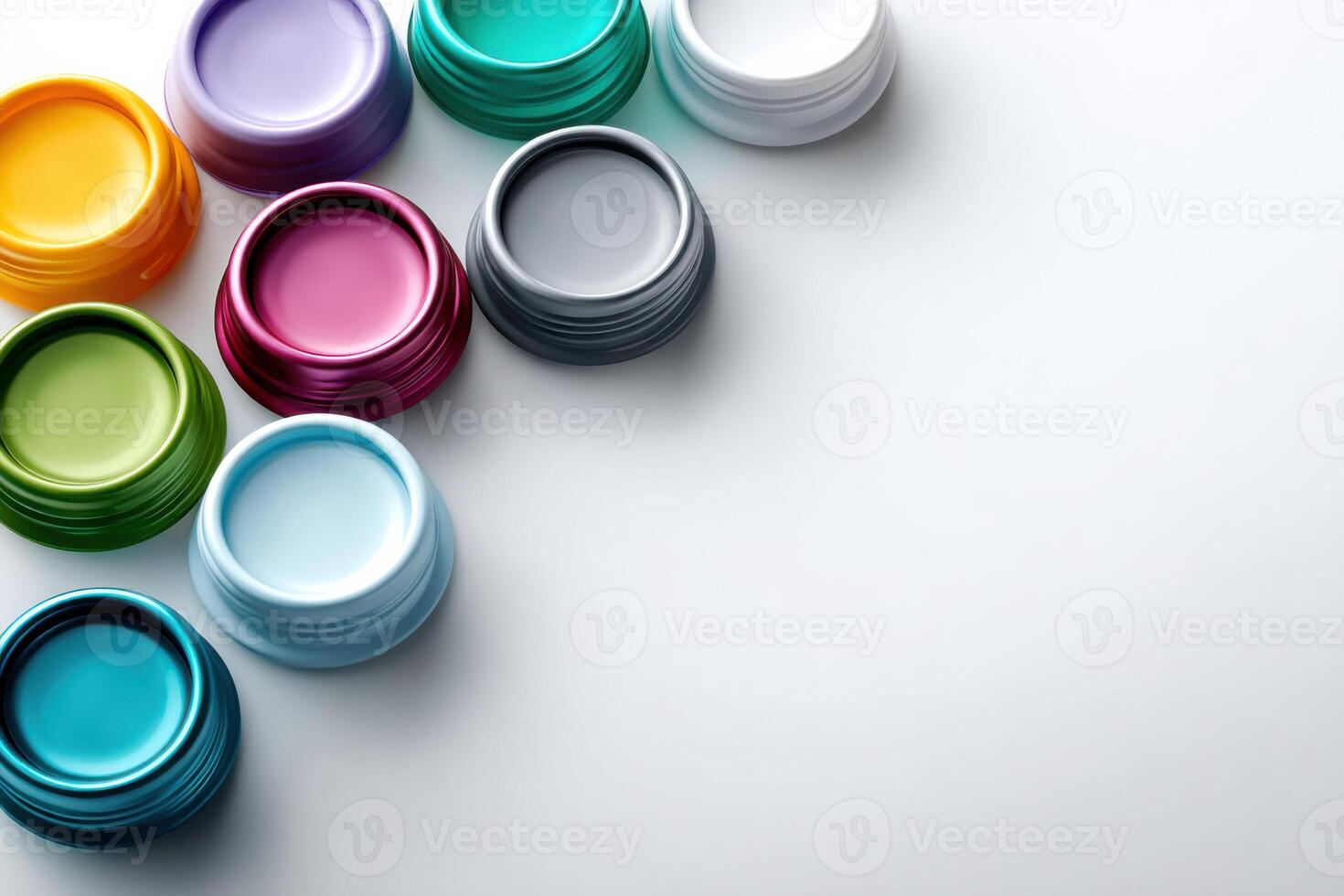 Bright and colorful bottle caps arranged in a playful pattern ready for creative projects photo
