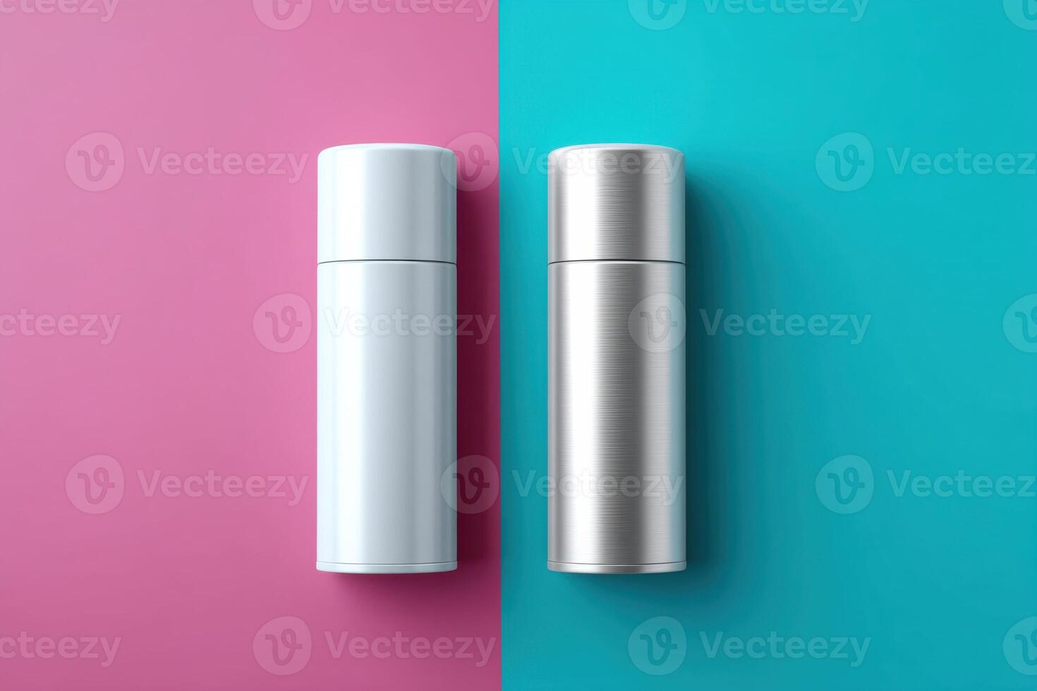 Colorful deodorant mockup featuring sleek containers positioned on vibrant backgrounds photo