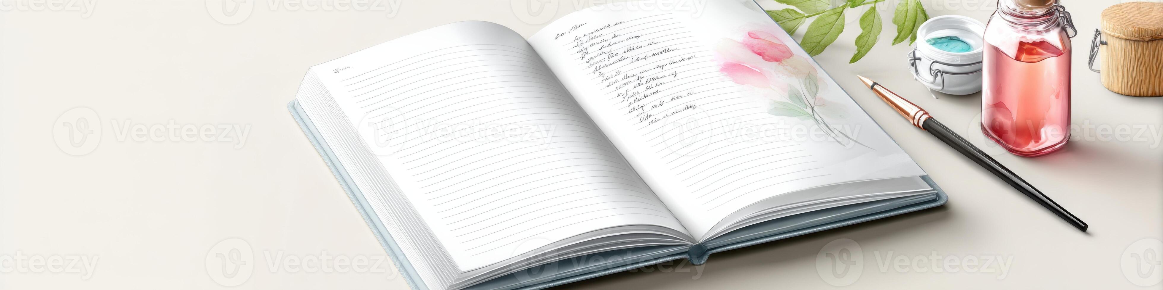 Before and after journaling transformation with a blank page and a decorated expressive page photo