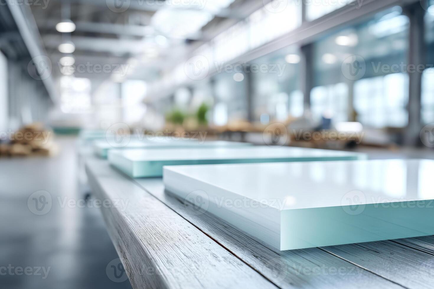 Finished sheets displayed in a modern workshop with ample space for branding and production activities photo