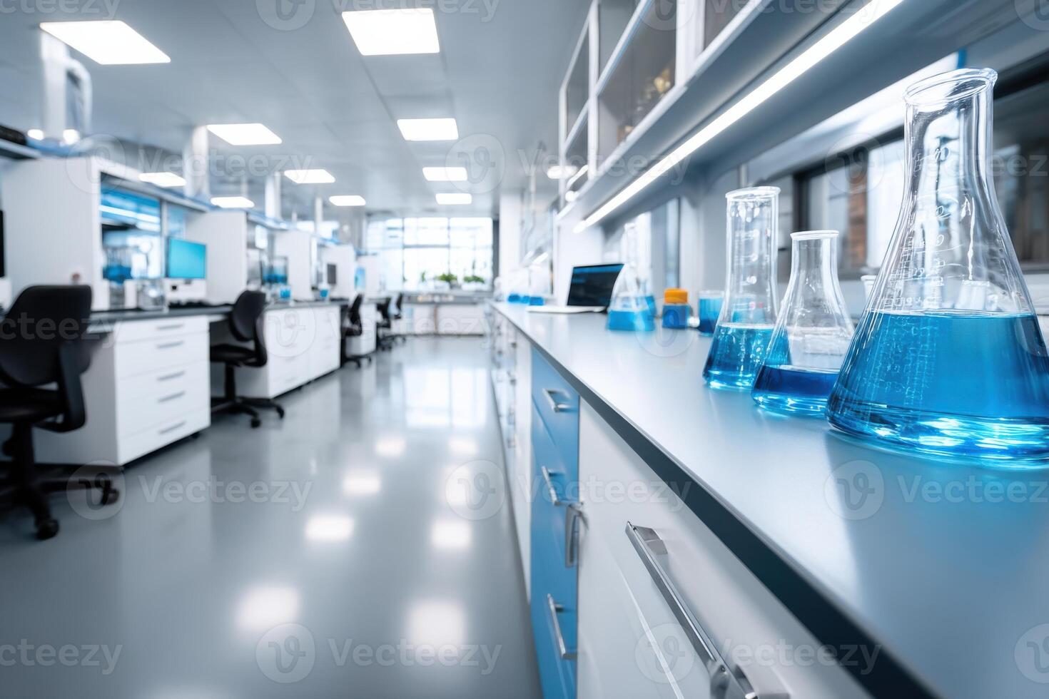 Bright factory interior showcasing gas analyzer production with efficient workstations and vibrant displays photo