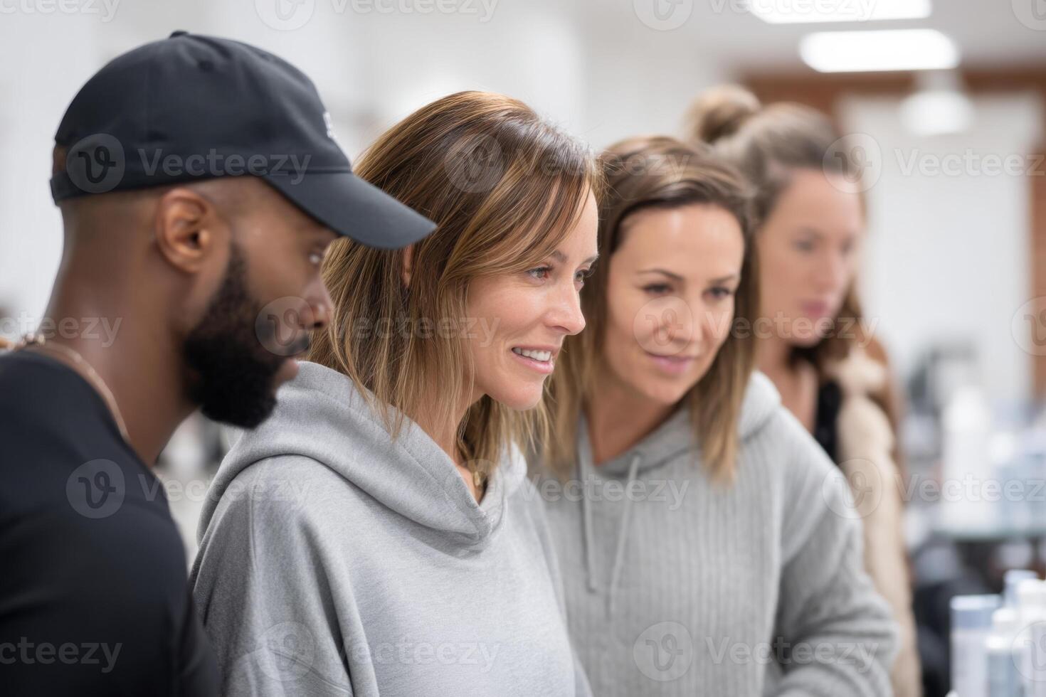 Workshop on understanding hair damage during styling in a vibrant educational studio environment photo