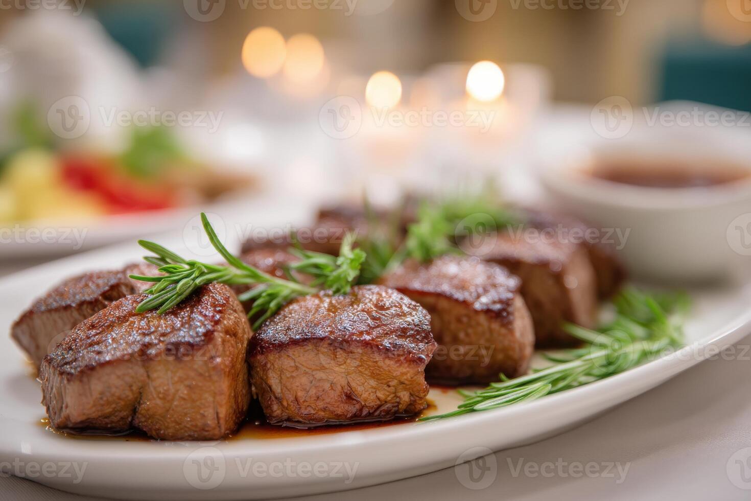 Tender camel meat marinated with local spices served on an elegant platter photo