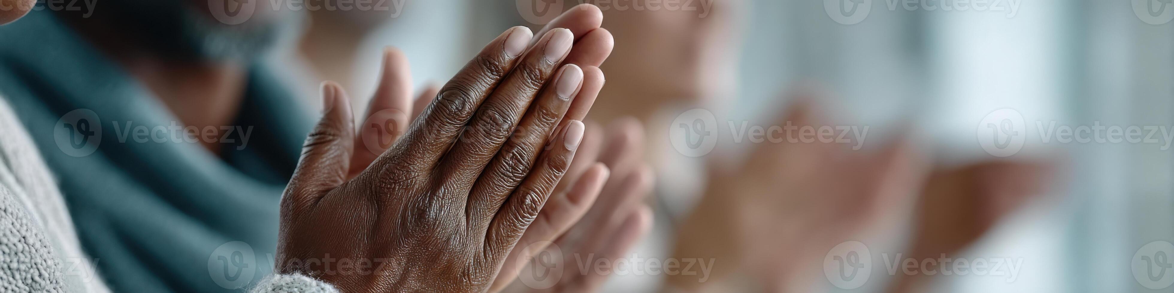Diverse hands engaged in a reflective exercise promoting openness and connection in a group setting photo