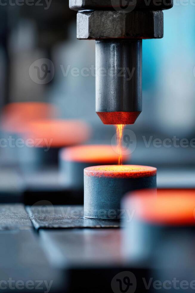 Artistic depiction of the metal production process in a bright factory photo