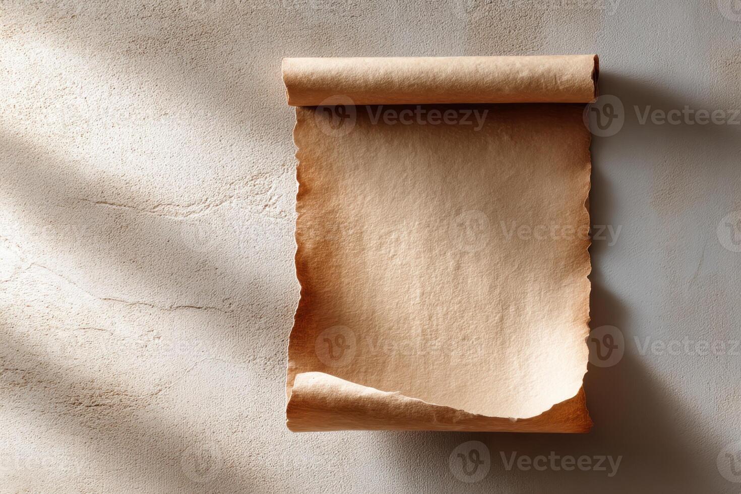 Elegant aged parchment with intricate texture displayed on a colorful backdrop for creative use photo