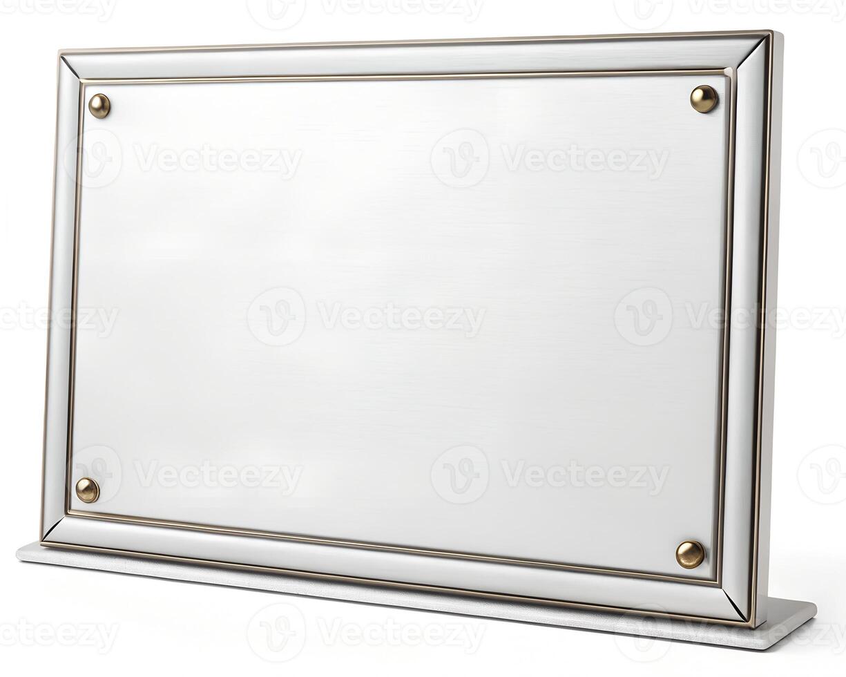 Blank Silver and Gold Metal Plaque with Stand photo