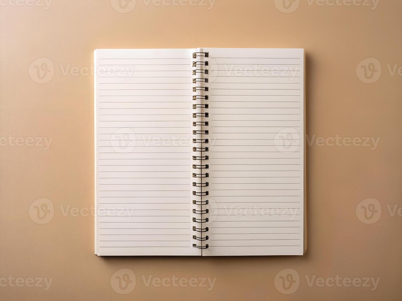 blank notebook beige background photo