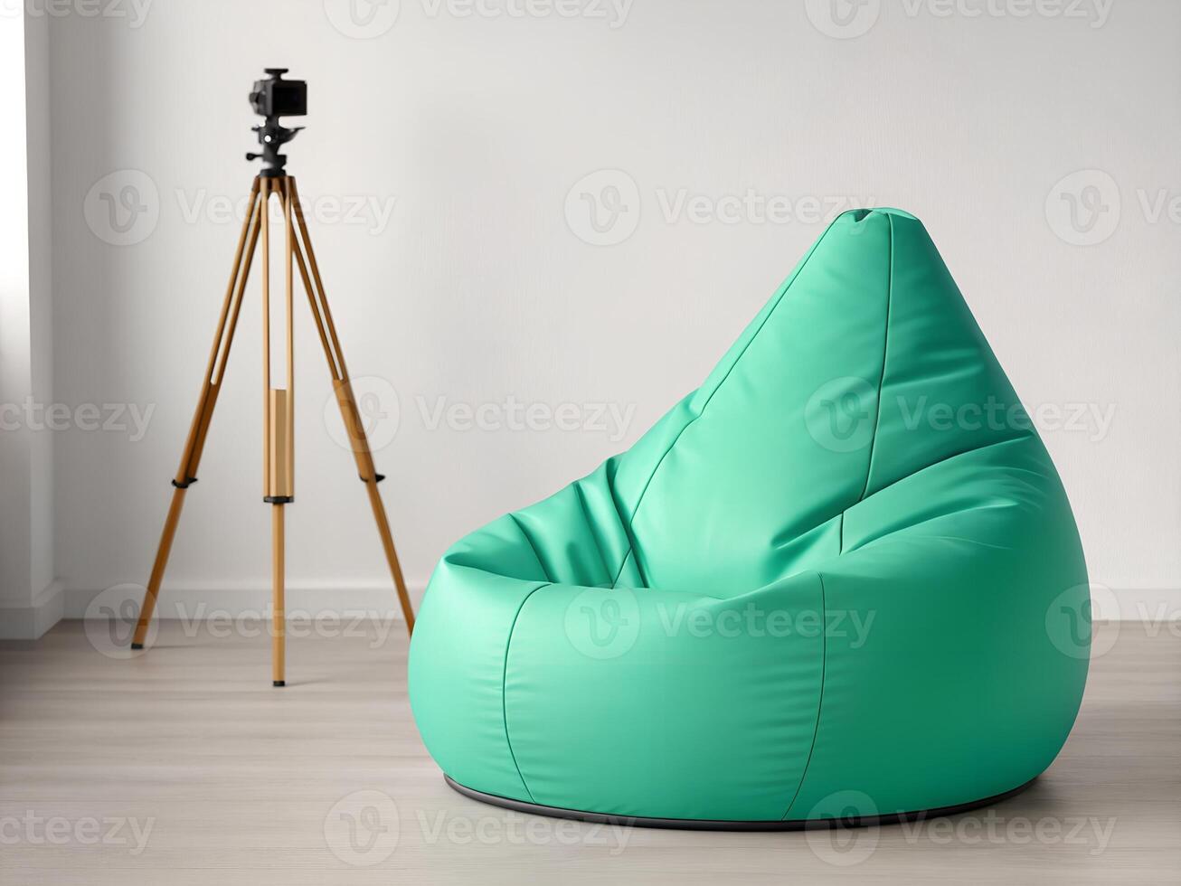 Teal Beanbag Chair in Modern Studio Setting photo