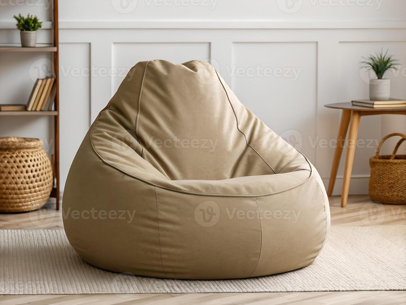 Beige Beanbag Chair in Modern Living Room Interior photo