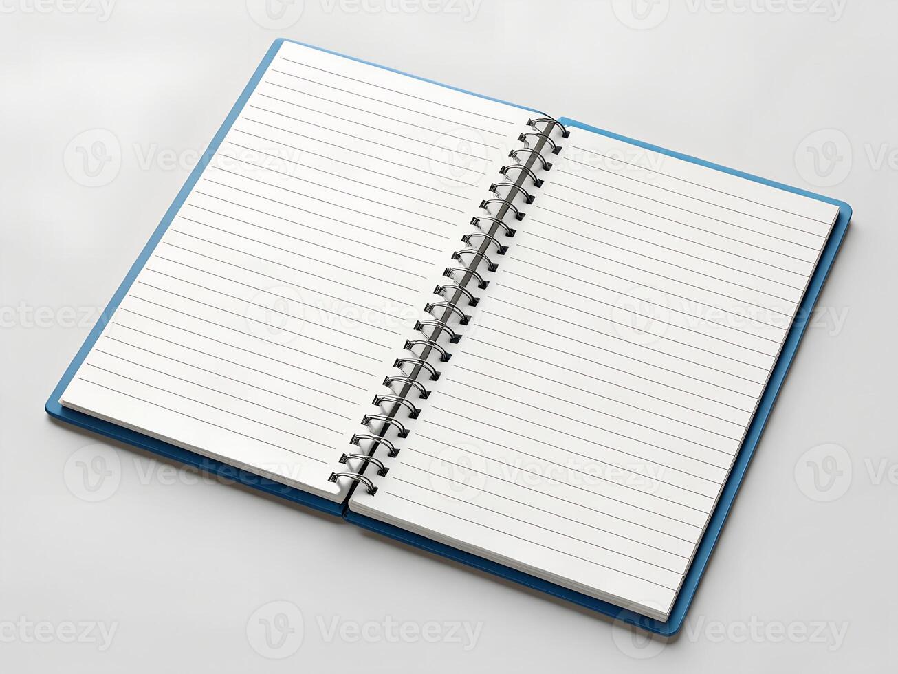 Open Blue Notebook with Dotted Pages on White Background photo
