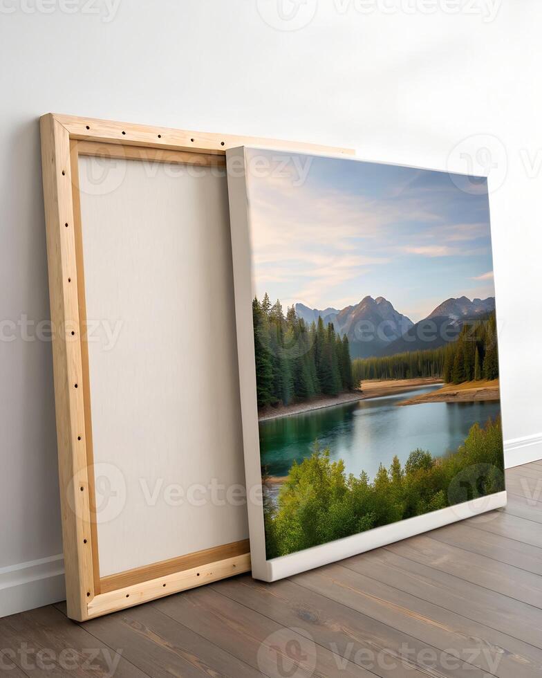Serene Mountain Lake Landscape Canvas Print photo