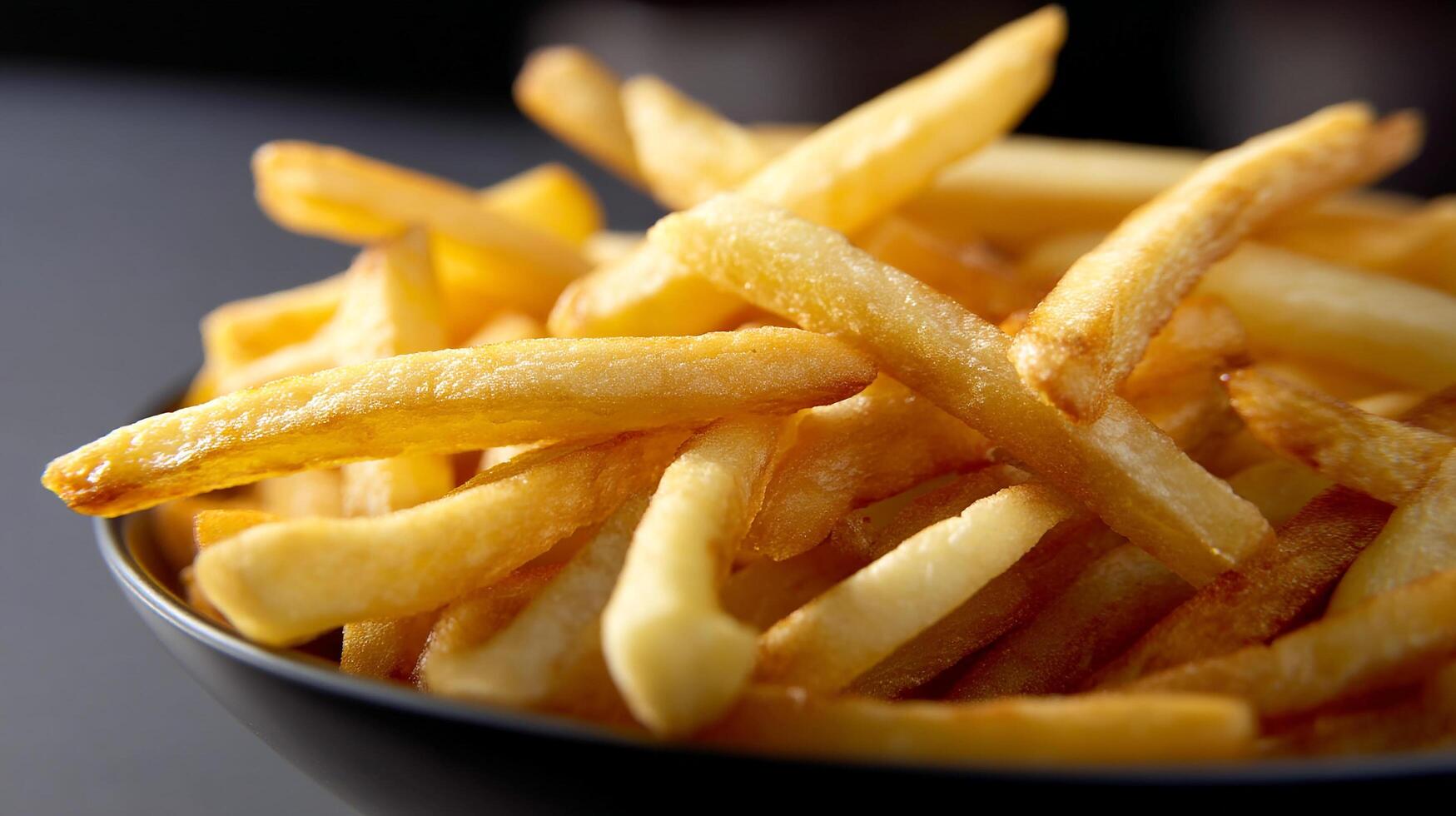 Delicious golden French fries served in a bowl ready to eat photo