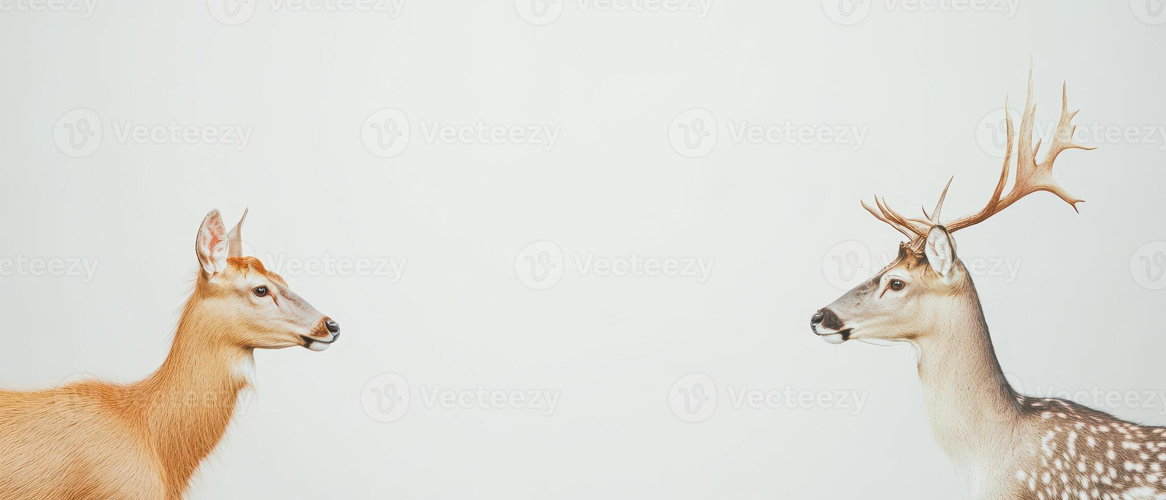 Meeting of two deer in a serene environment photo