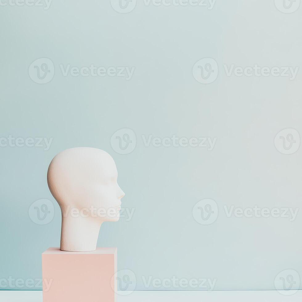 Pastel minimalist mannequin head display photo