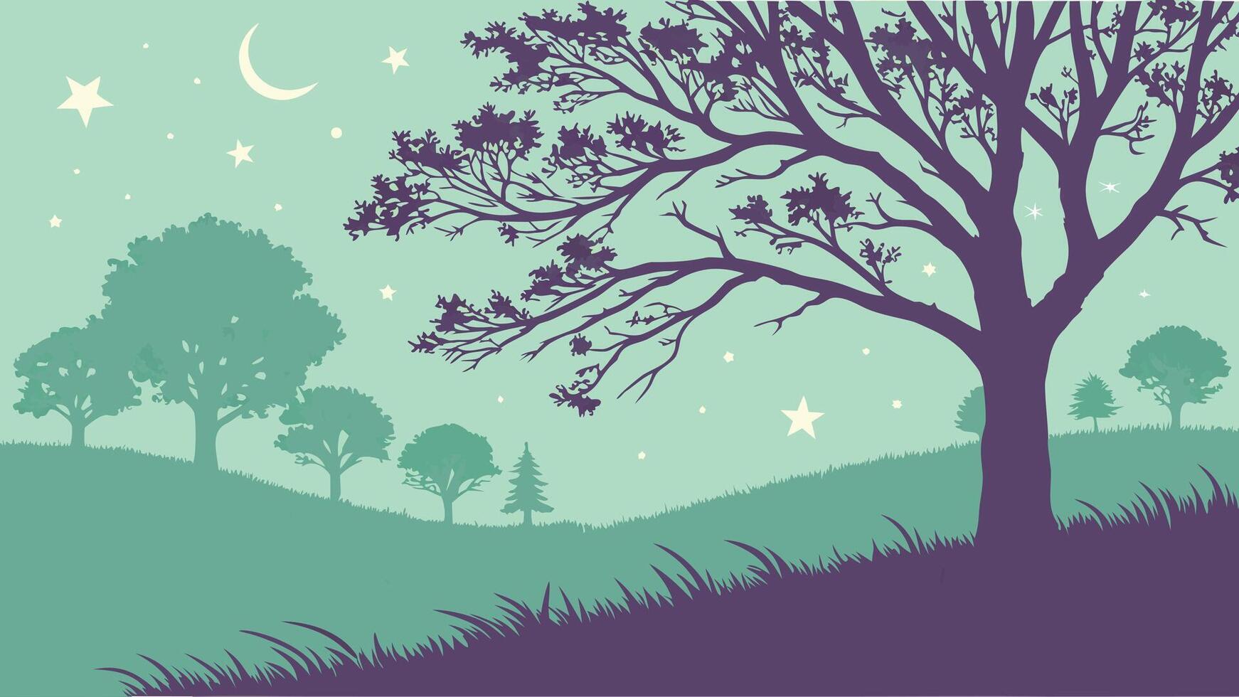 Dreamy space fog background, purple and teal gradients, soft atmosphere with stars vector