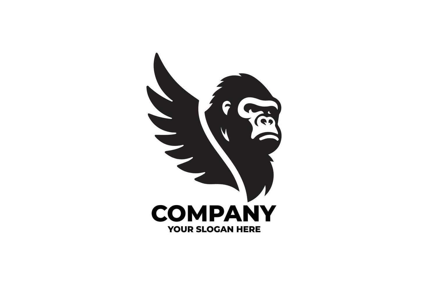 Black White Flying Ape Logo vector