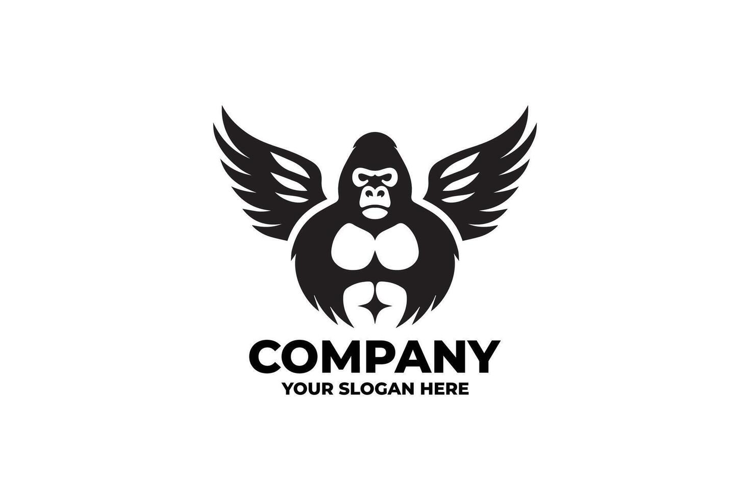 Minimalist Gorilla With Wings vector