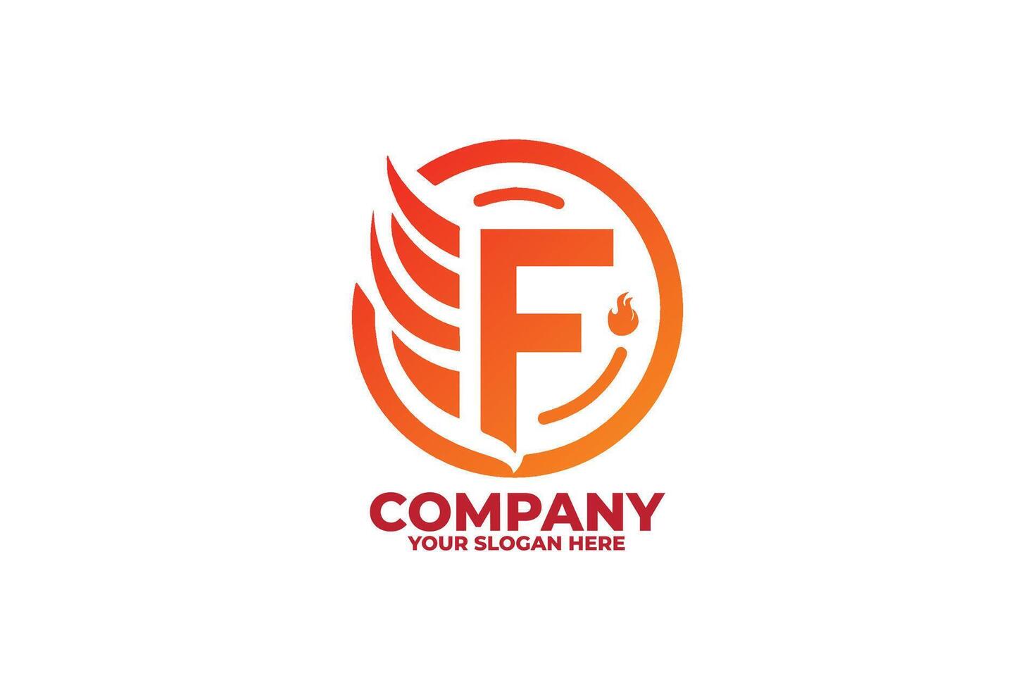 Monogram Letter F with Fire Emblem vector
