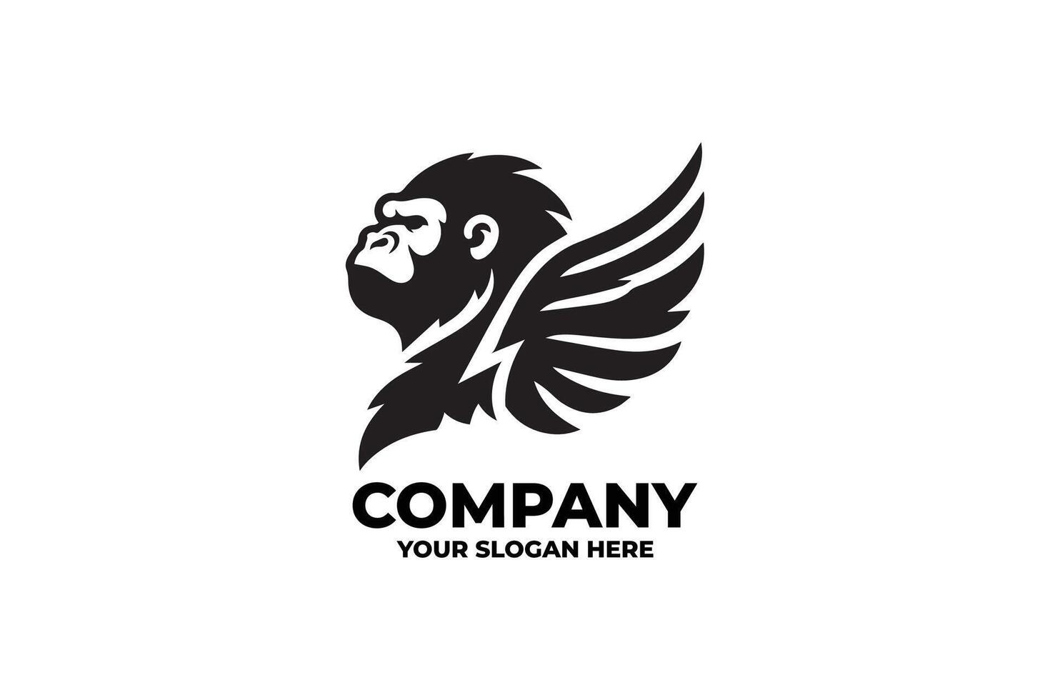 Flying Gorilla Monochrome Logo vector