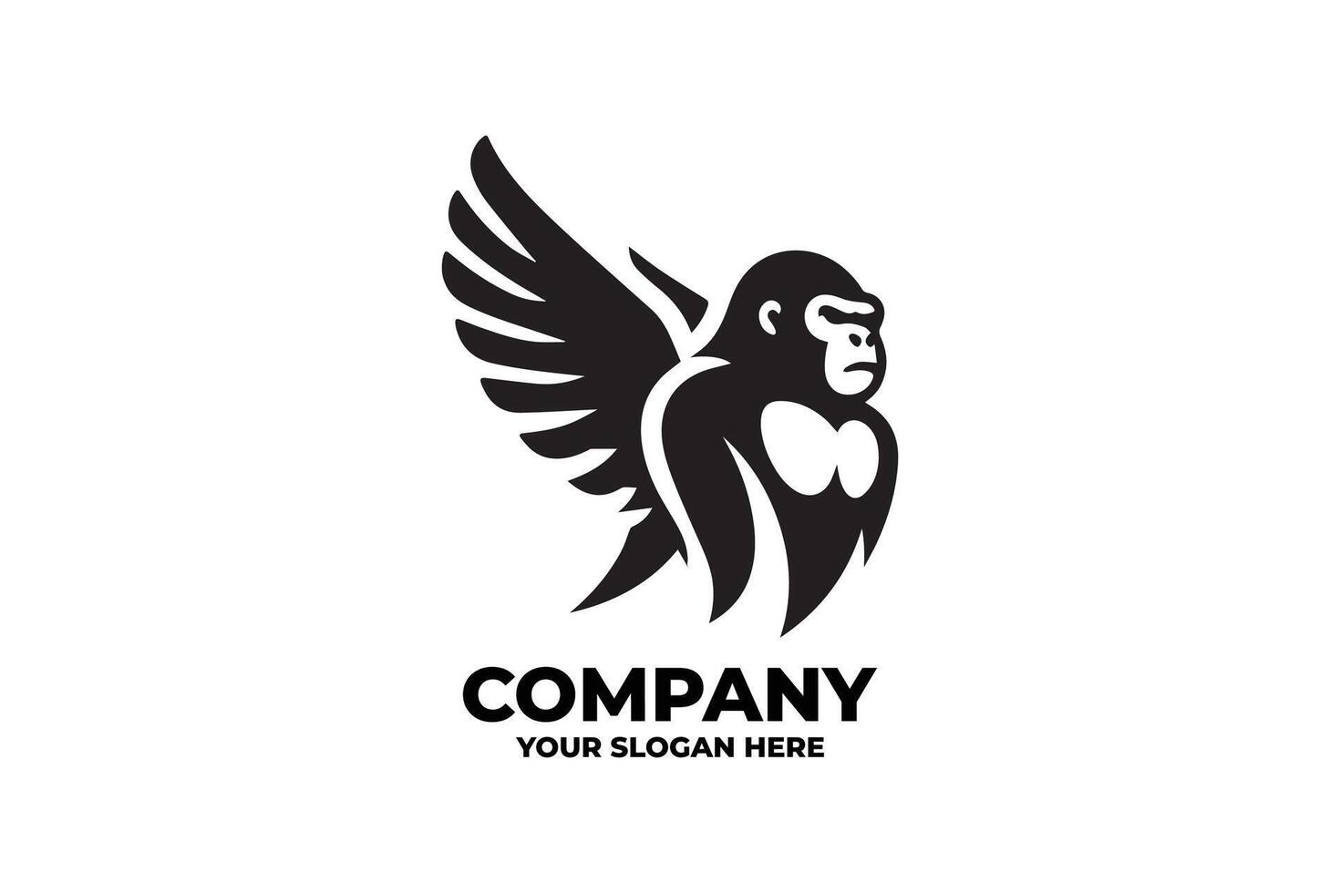 Flat Gorilla Wings Emblem vector