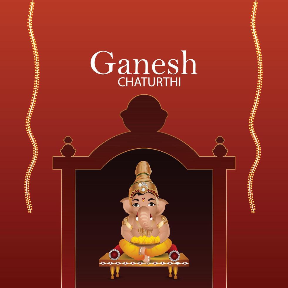 Ganesh chaturthi is the festival of lord ganesha, the god of wisdom vector